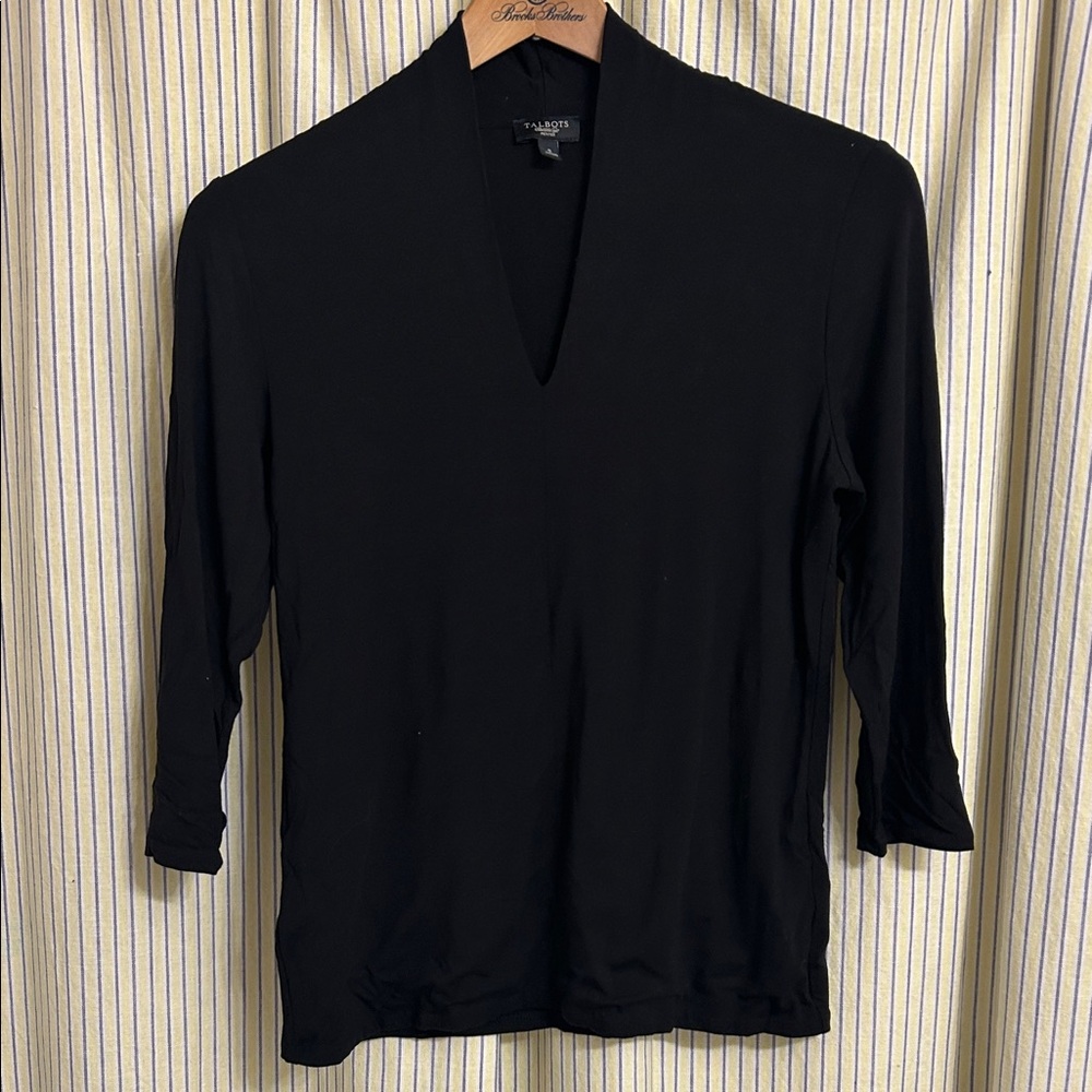 Talbots Classic Black V-Neck Top